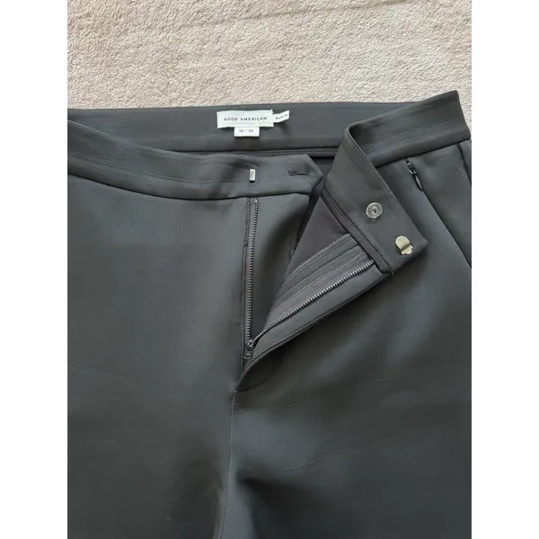 Good American Women'sS cuba Boss Straight Trouser Black Pants Stretchy Sz 12 - Image 3
