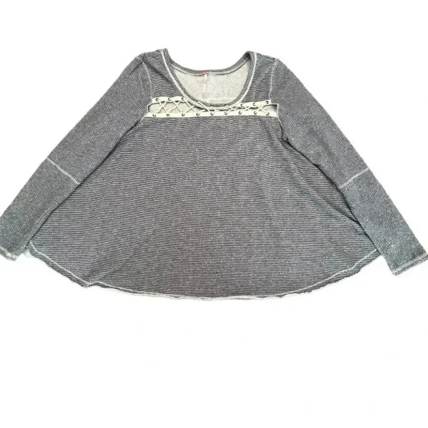 Free People‎ Women's Medium Lacey Love Blue/White Striped Sweater - Image 3