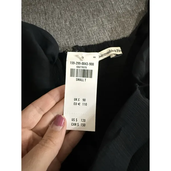 Abercrombie Women's Black Sheer Chiffon Pleated Long Sleeve Maxi Dress Size ST - Image 12