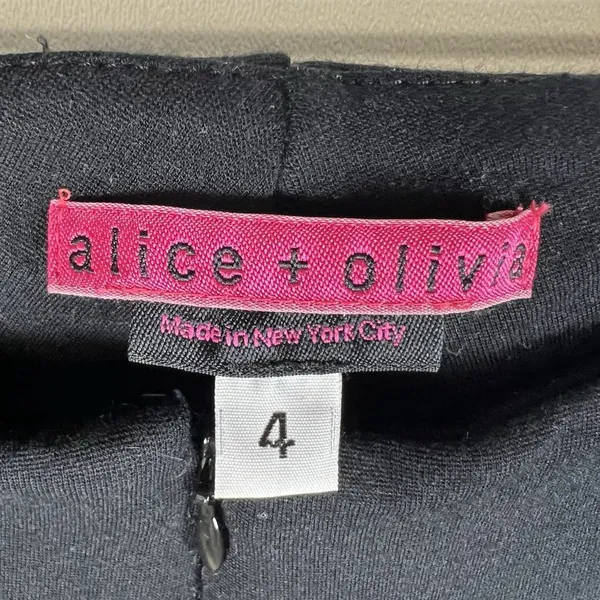 Alice + Olivia Black Sequin Accent Slim Fit Ponte Pants Size‎ 4 Waist Designer - Image 5
