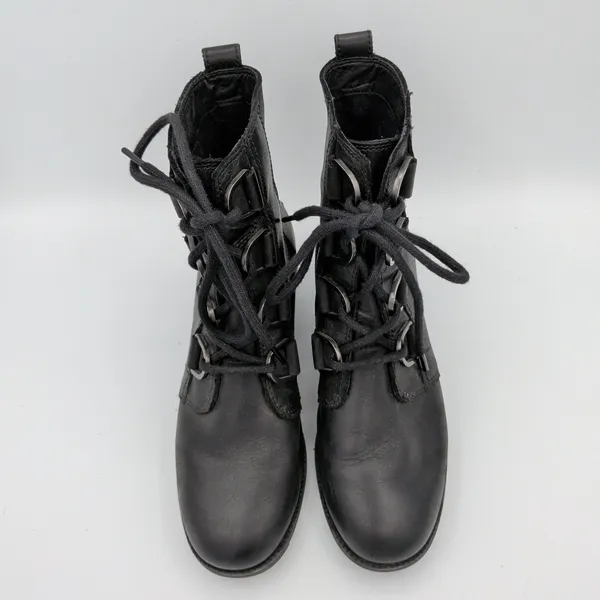 Sorel Cate Lace Black‎ Leather Waterproof Combat Boots NL3385-010 Womens 6 - Image 4