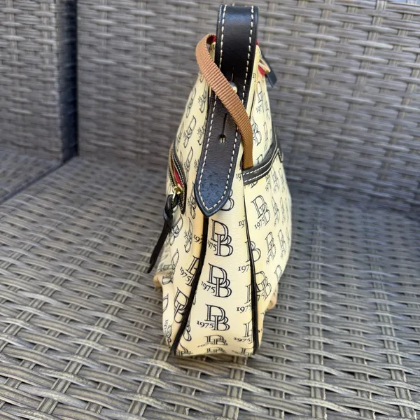 Vintage Dooney & Bourke 1975 Monogram Coated Canvas Hobo Shoulder Bag - Image 6