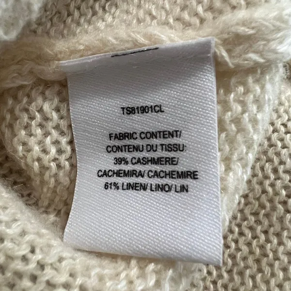 Derek Lam 10 Crosby Cashmere Linen Open Back Bow Sweater Cream M - Image 6