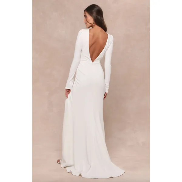 Lulus Stunning Romance White Long Sleeve Mermaid Maxi Dress Wedding XS NWT - Image 2