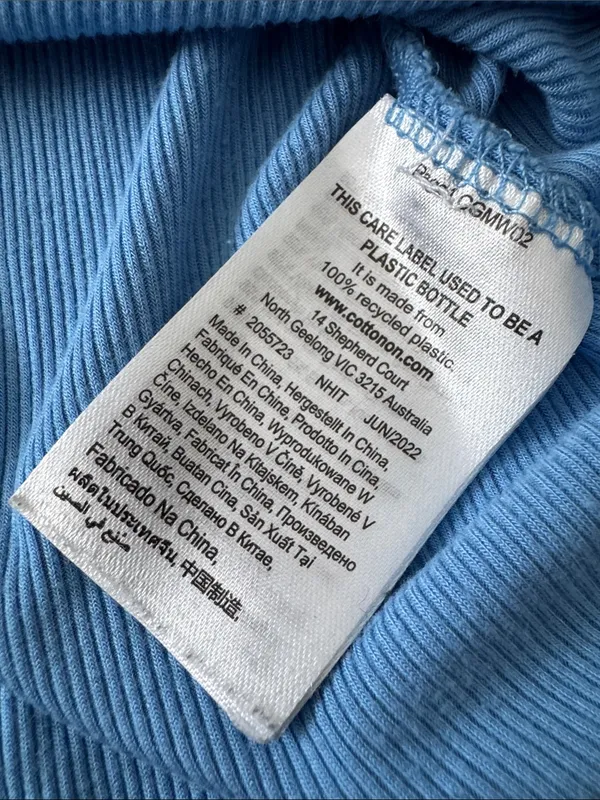 Cotton On Short Sleeve Scoop neck Ribbed Tee - Sky Blue size XS - Image 6