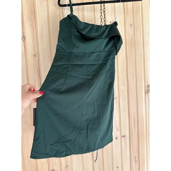 NWT Lulus Magnificent Magic Emerald Green Satin Asymmetrical Mini Dress Party XS - Image 5