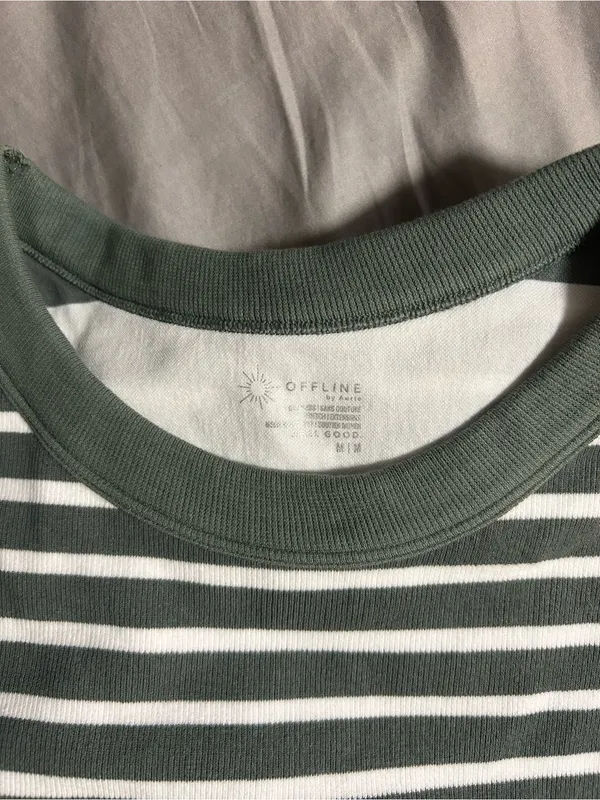 Offline by aerie Green Striped Seamless Tank Size M - Image 2