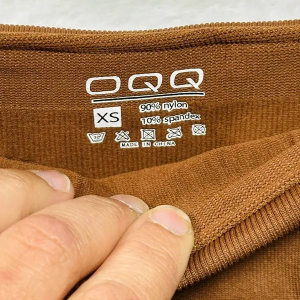 OQQ Flare Leggings Brown Fold Over Waist Yoga Pants Women’s XS NWOT - Image 3