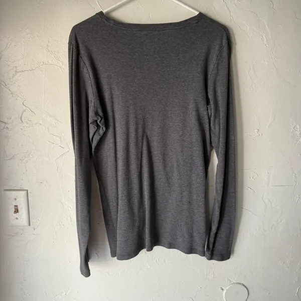 Gap Vintage Y2k The Favorite‎ Crew Long Sleeve TShirt Charcoal Gray L Tall Elena - Image 3