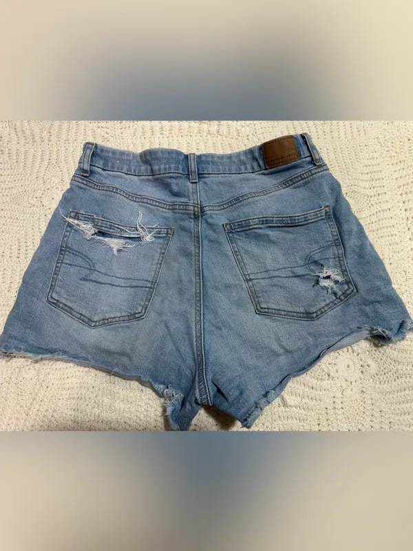 American Eagle Outfitters Light Blue Distressed Denim Cutoff Shorts - Image 2