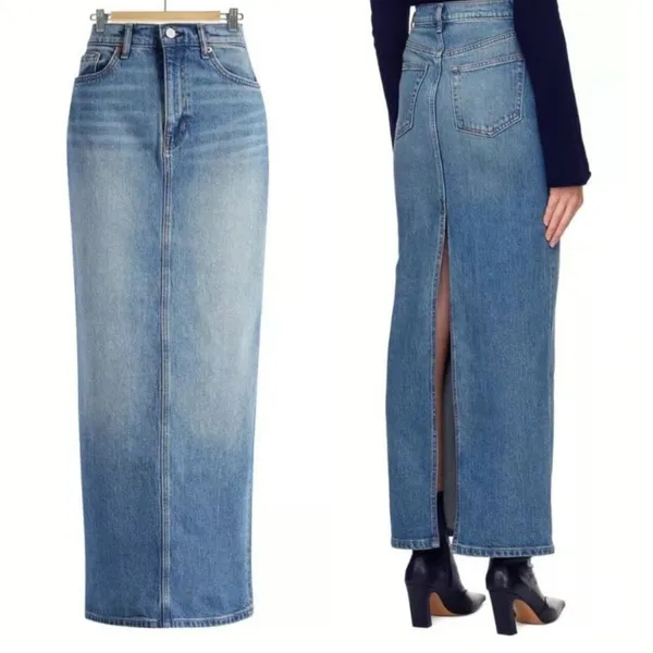 NWT Reformation Daria Ultra High Rise Denim Maxi Skirt in Merritt - Image 4