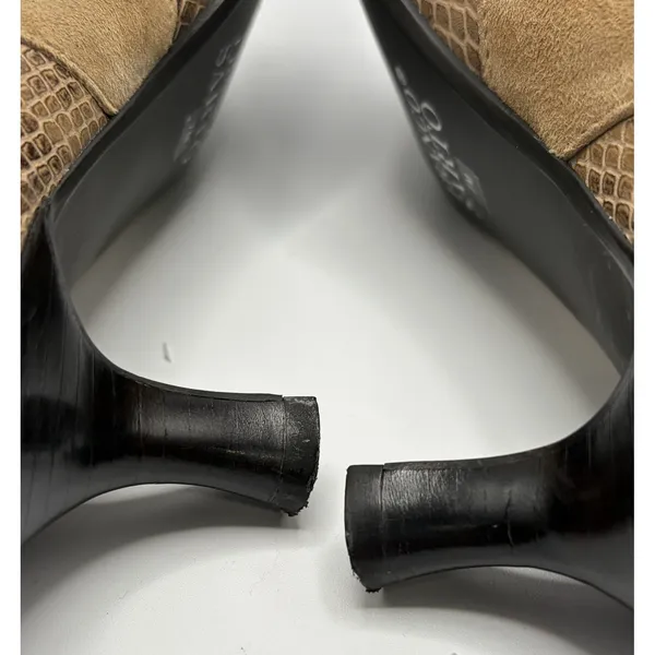 Franco Sarto Womens Mary Jane Pumps Tan Suede Snakeskin Embossed Heel Size 7M - Image 7