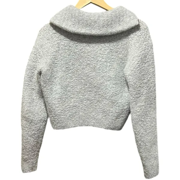 Aritzia Wilfred‎ Gwyneth Alpaca Wool Crop Quarter Zip Sweater O Ring Size XXS - Image 11