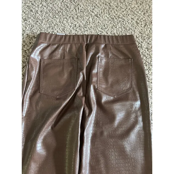 Isaac Mizrahi Live Women's‎ Brown Faux Croc Leather Slim Ankle Pant Size 10 - Image 6