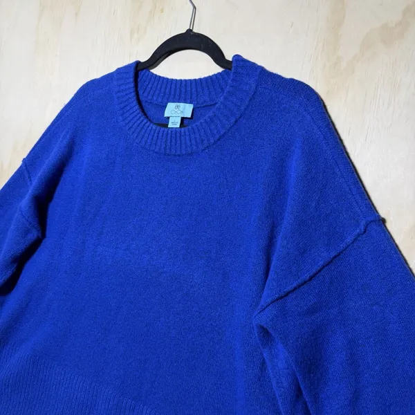 CeCe Blue Sweater Womens Large Knit Pullover Crewneck‎ Soft Cozy Top - Image 2