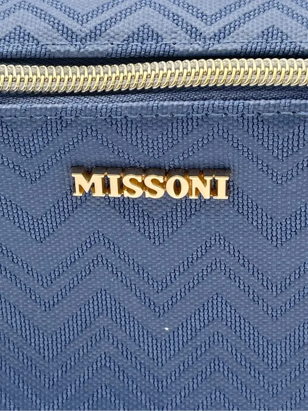 Missoni Small Travel Cosmetic Pouch Delta One Collection Toiletry Bag Blue Gold - Image 2