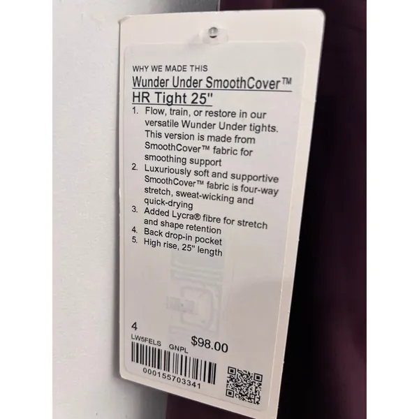Lululemon NWT wunder Under Smoothcover HR tight 25” size 4 Goodnight plum - Image 6