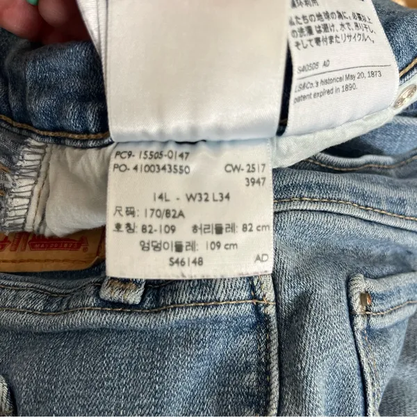 Levi's 505 Straight Leg Women's size 14‎ Regular Wash Blue Denim Jeans W34 L42 - Image 7