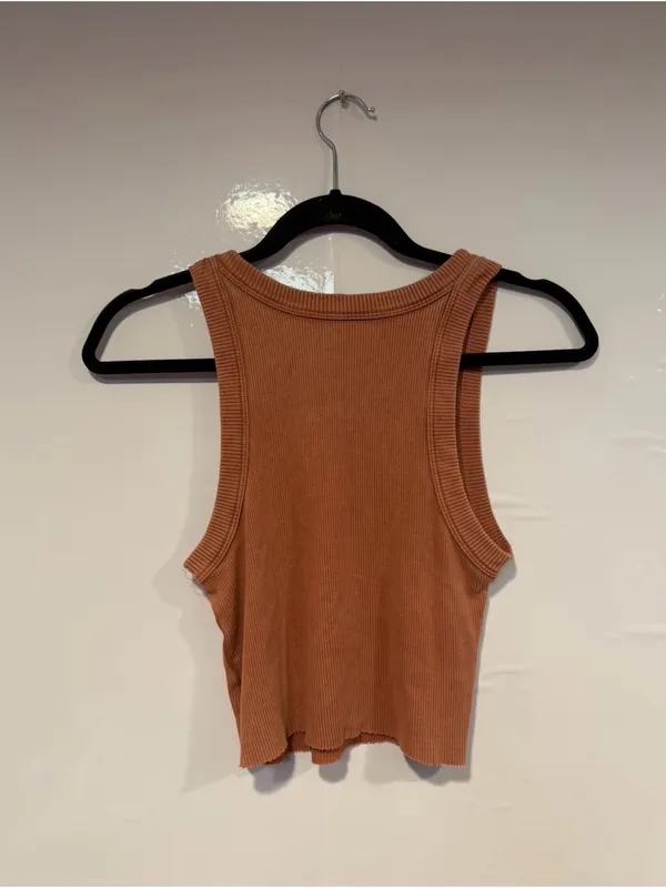 Aerie cropped Ribbed Tank Top‎ in Rust - Image 3