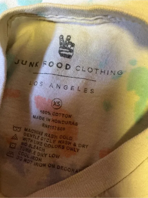 Junk Food Grateful Dead Dancing Bears Earth Tie Dye Graphic Tee XS 100% Cotton - Image 2