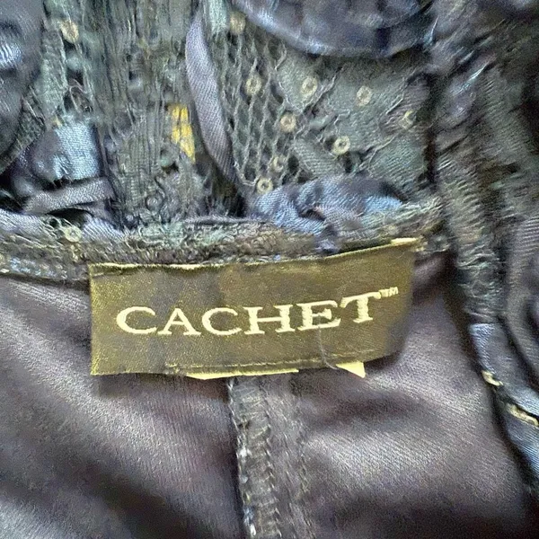 Cachet Dark Blue 2pc Formal Jacket Tank Soutache Sequin Rhinestone Clip 6 - Image 14