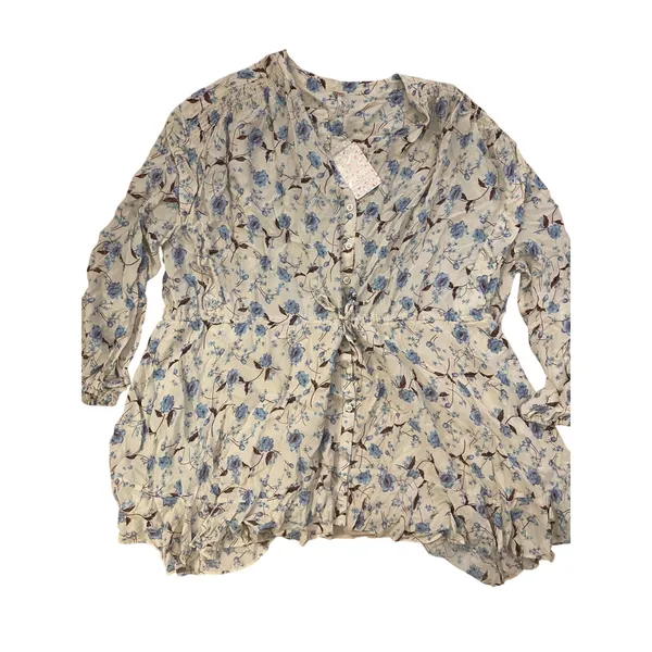 NWT Free People Dress Sz M Mini Flower Fields Ivory Floral Long Sleeve Boho $128 - Image 3