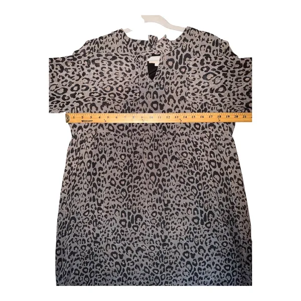 Loft Gray/Black Leopard‎ Print Babydoll Dress, Medium - Image 6