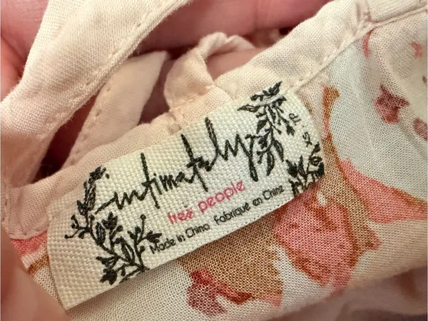 Free People Intimately Voile Floral Slip Mini Tunic Dress Peach XS Boho Rayon - Image 3