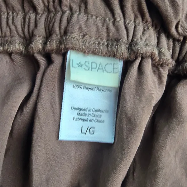 L*Space Tori Strappy Midi Dress in Cocoa‎ Brown Rayon V-Neck Slit Large - Image 3