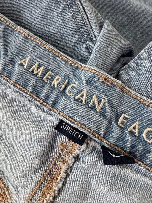 American Eagle  super High -rise Ankle Straight Blue Jeans EUC - Image 7