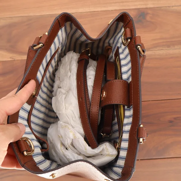 Dooney & Bourke Small Zip Satchel Amber Saffiano Leather Handbag - Image 4