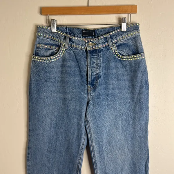 ASOS design Women's Blue Jeans‎ with Studded gem Details size 28 cute spring - Image 2