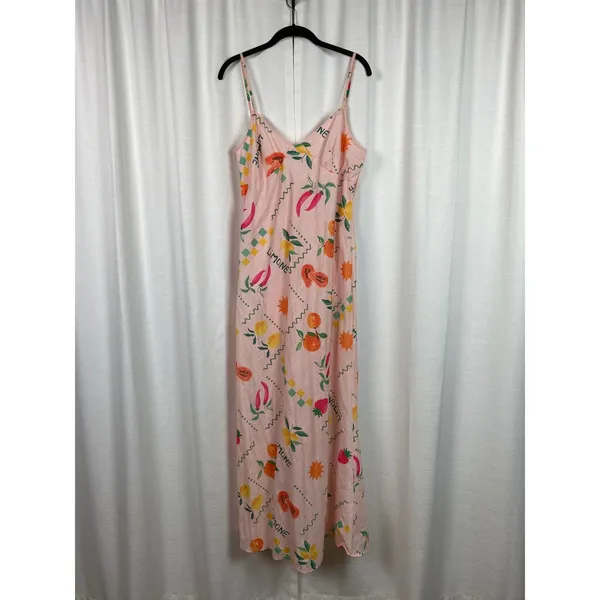 Petal&Pup Pink Fruit Print Frutti Tutti Maxi Slip Dress Sz.XL - Image 5