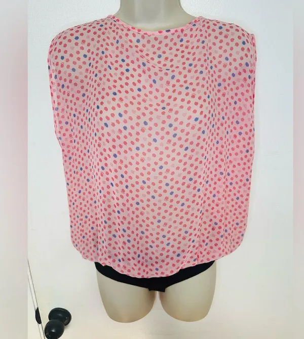Fiorucci Polka Dot Light Pink Body Suit NWT Italian Size 40 Oversized Size 4 - Image 11