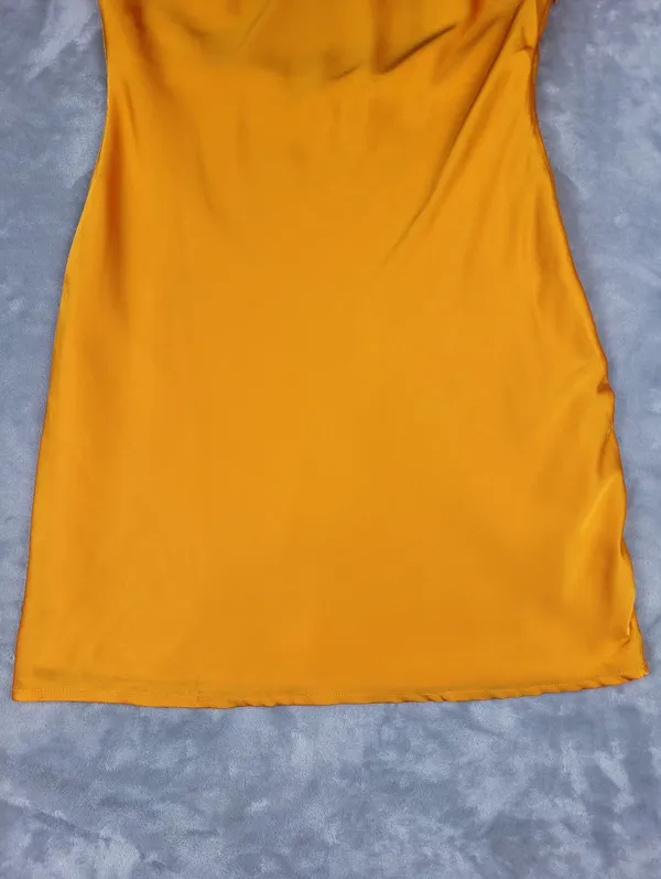 Riley Hubatka x Peppermayo Orange Satin One Shoulder Mini Dress Size US 8 - Image 5