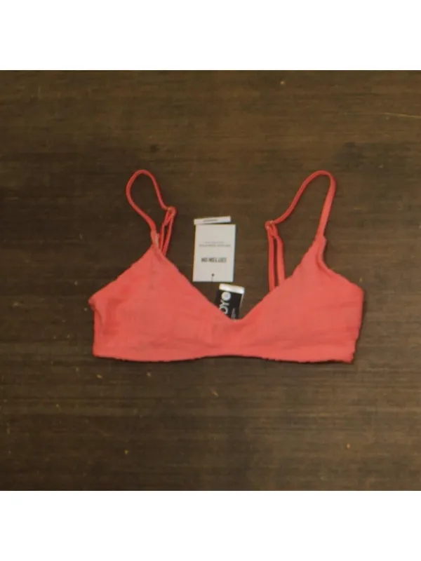 NWT Cotton On Super Scoop-Neck Bikini Top Swim Shell Pink Terry Jacquard XS - Image 4