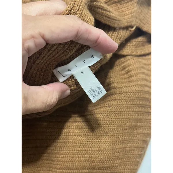 Leith Womens Cognac Brown Ribbed Batwing Boat Neck Pullover Sweater Small‎ - Image 7