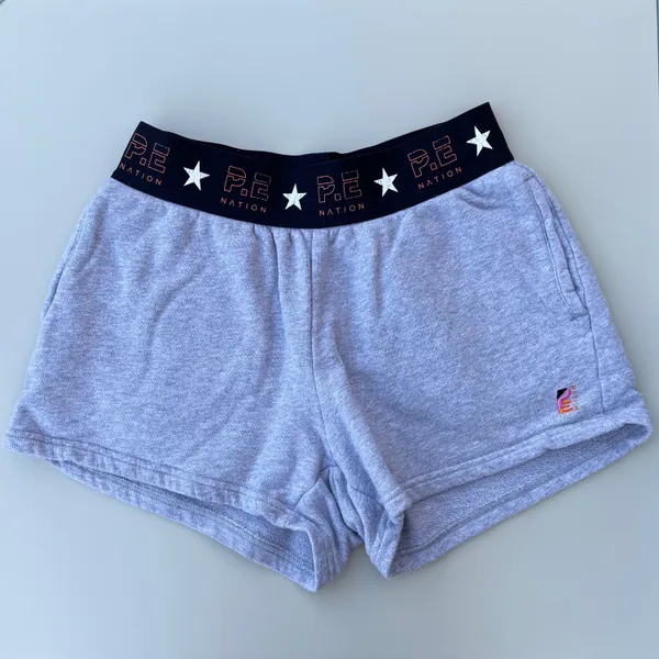 P.E. Nation X H&M grey cotton high rise shorts size S small - Image 5