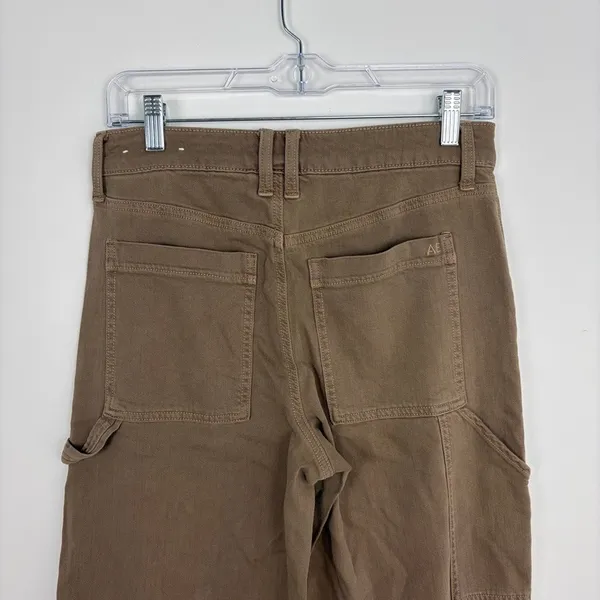 American Eagle Stretch Baggy Wide Leg Cargo Pants Brown High Rise Carpenter 2 - Image 6