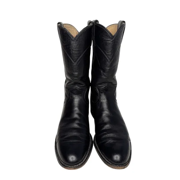 Justin Black Leather Western Boots Size 5.5 - Image 2