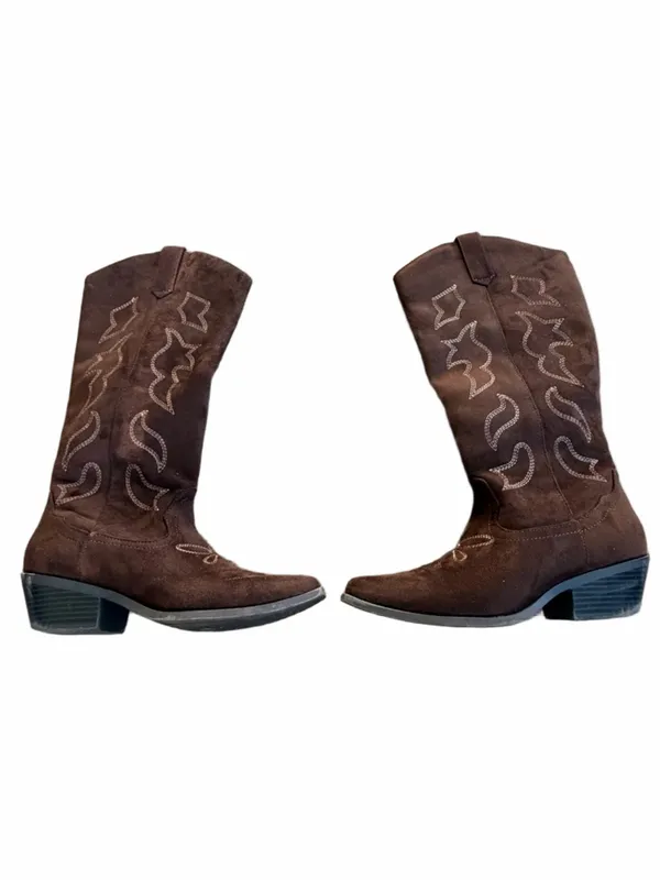 Soda Women’s Brown Suede Western Mid-Calf Boots - Image 2