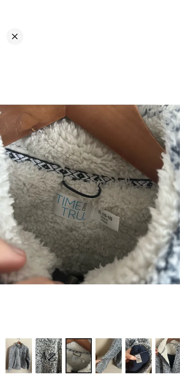 Time & Tru Delta Zeta Letter Embroidered Fuzzy Faux Sherpa Half Zip Pullover - Image 3
