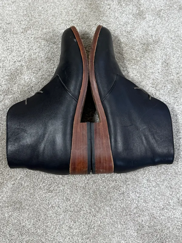 Nisolo Isa Chukka Boots Leather Oxford Block Heels in Black 7.5 - Image 12