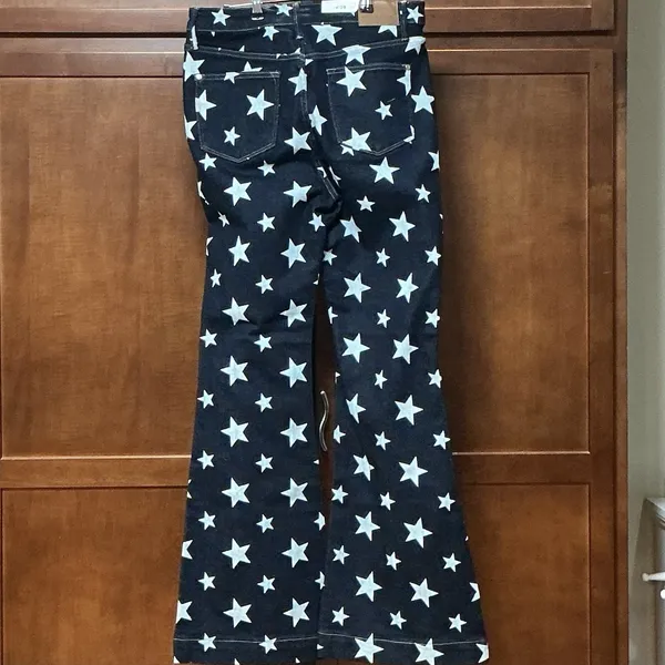 Judy Blue Star Print Flare Jeans Womens 9/29 High Waist Dark Blue JB88662 NWT - Image 3