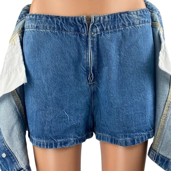 Free People We The Free Blue High Rise Distressed Mini Denim Jean Skirt Size 28 - Image 4