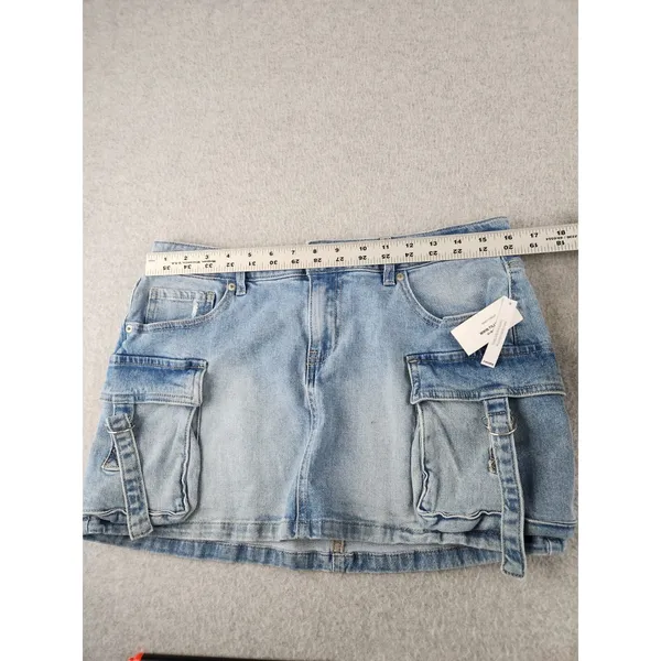 NWT RSQ TILLY'S DENIM JEAN Micro MINI SKIRT Pocket‎ Buckles Faded Wash Stretch - Image 8