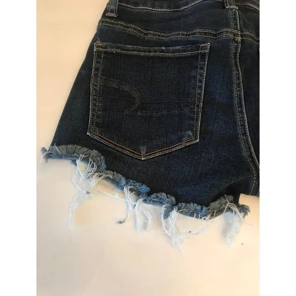 American Eagle dark wash Denim hi-rise stretch jean shorts size‎ 0 y2k - Image 8