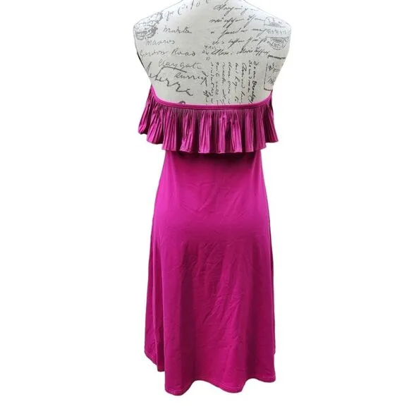 Seafolly Fuschia Strapless Ruffle Chest Coverup‎ Dress Small - Image 3