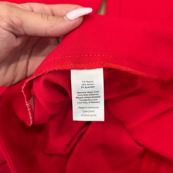 Talbots Women's 8 Wide Leg Ponte Pants Bright Cherry Red Patch Pockets High-Rise - Image 6