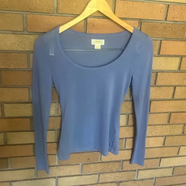 Maeve Anthropologie Women’s Long Sleeve Scoop-Neck Top Purple Size Extra Small - Image 5